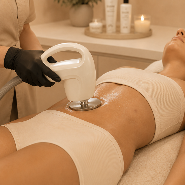 Bodybehandeling met het handstuk in de behandelruimte